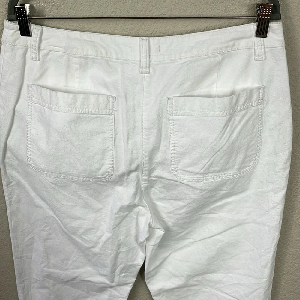 New Eileen Fisher Cotton Hemp Stretch Tapered Pant White Ankle Sz 12